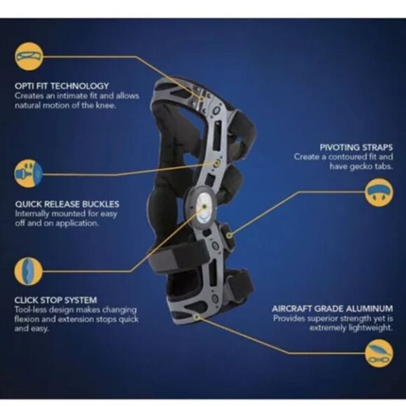 United Ortho 300541-07 Functional ACL $295 Knee Support Right Leg Large - Picture 4 of 12